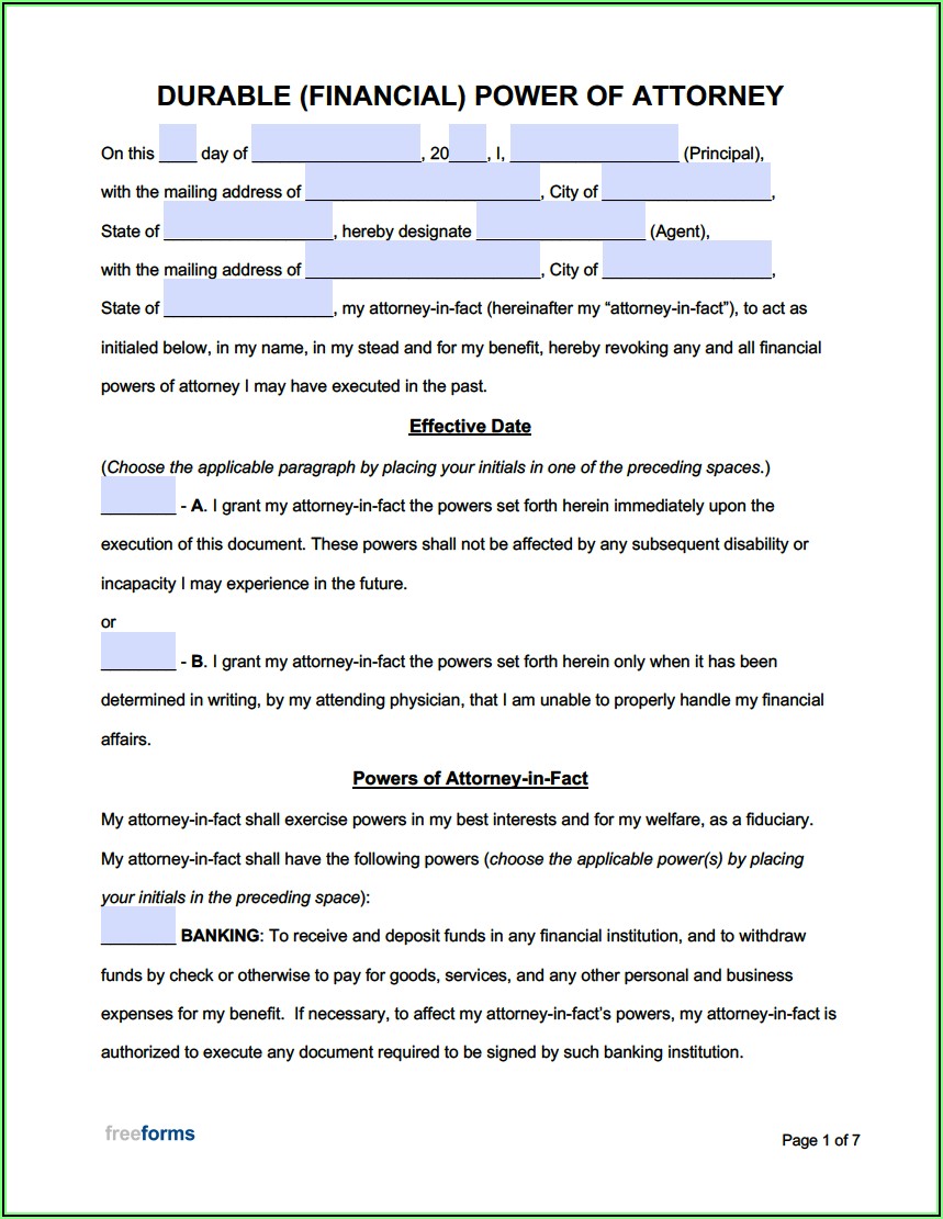 Where To Get Free Durable Power Of Attorney Forms