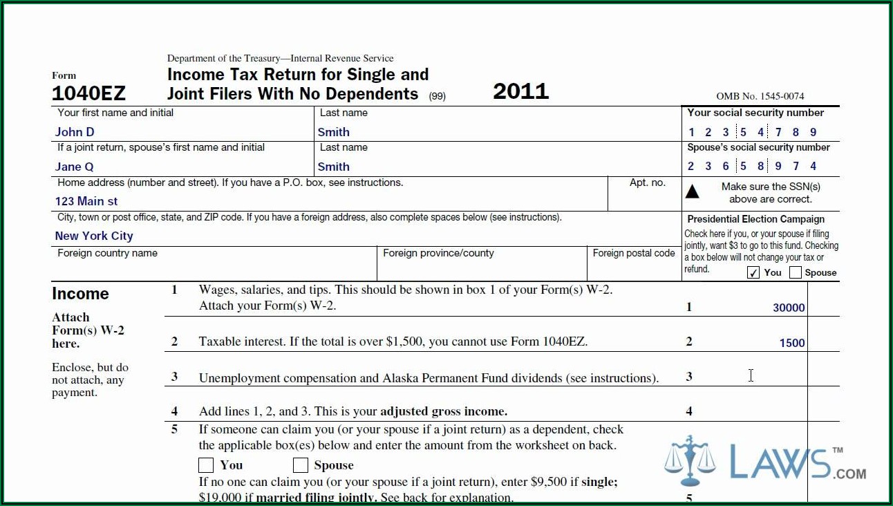 2016 Tax Return Form 1040ez