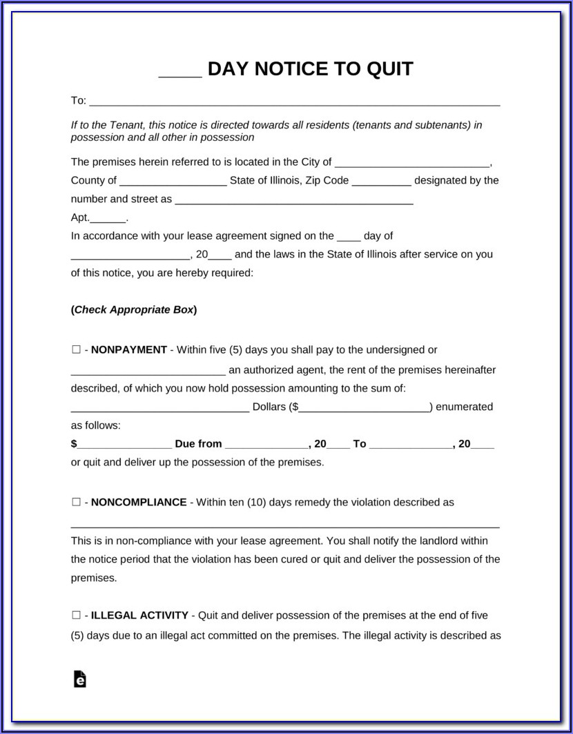 5 Day Eviction Notice Form Illinois