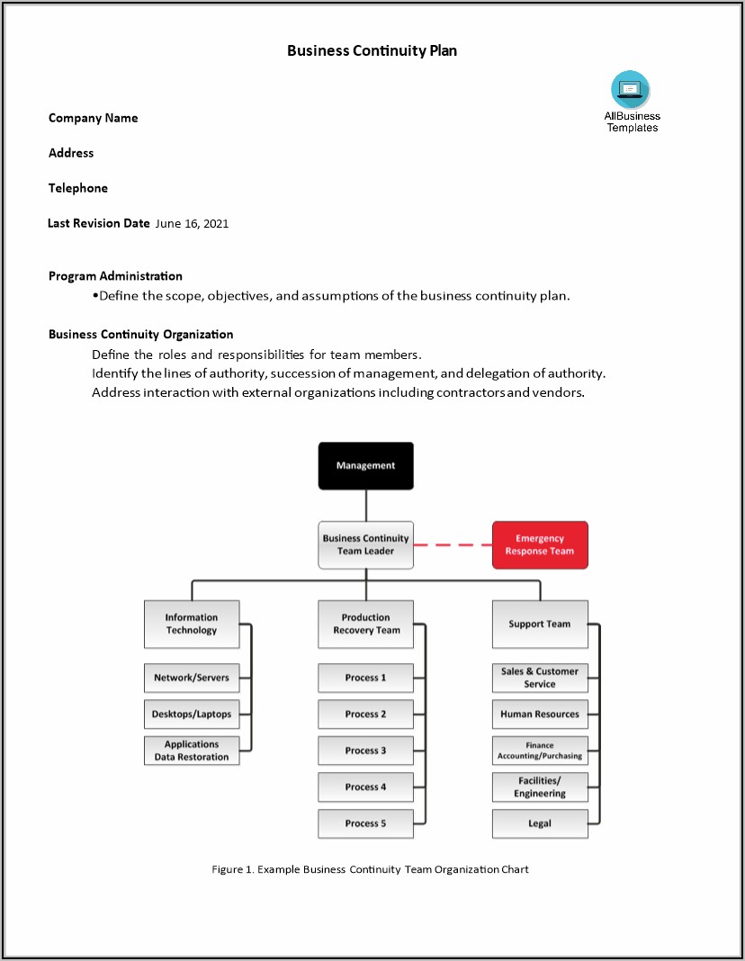 Business Continuity Plan Template For Transport Company