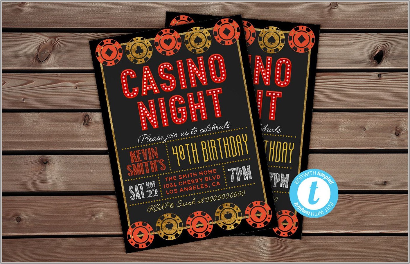 Casino Theme Party Invitation Template