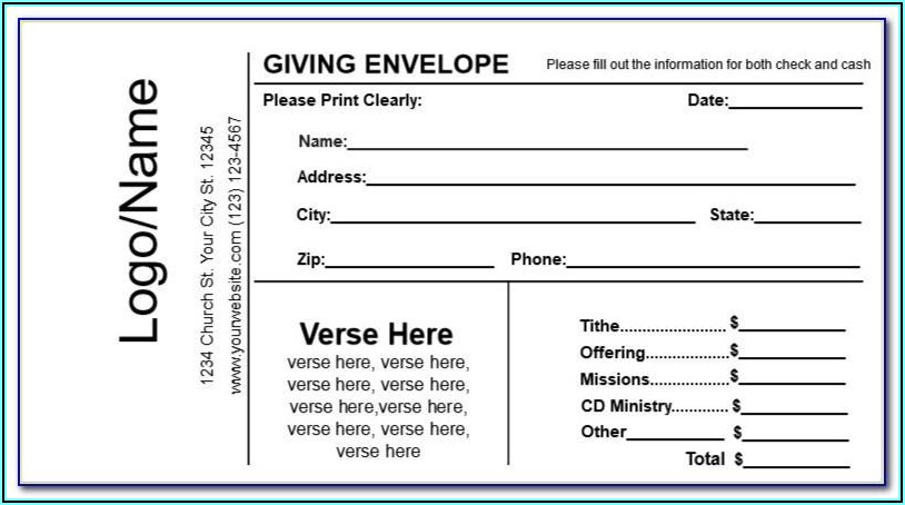Church Giving Envelope Template