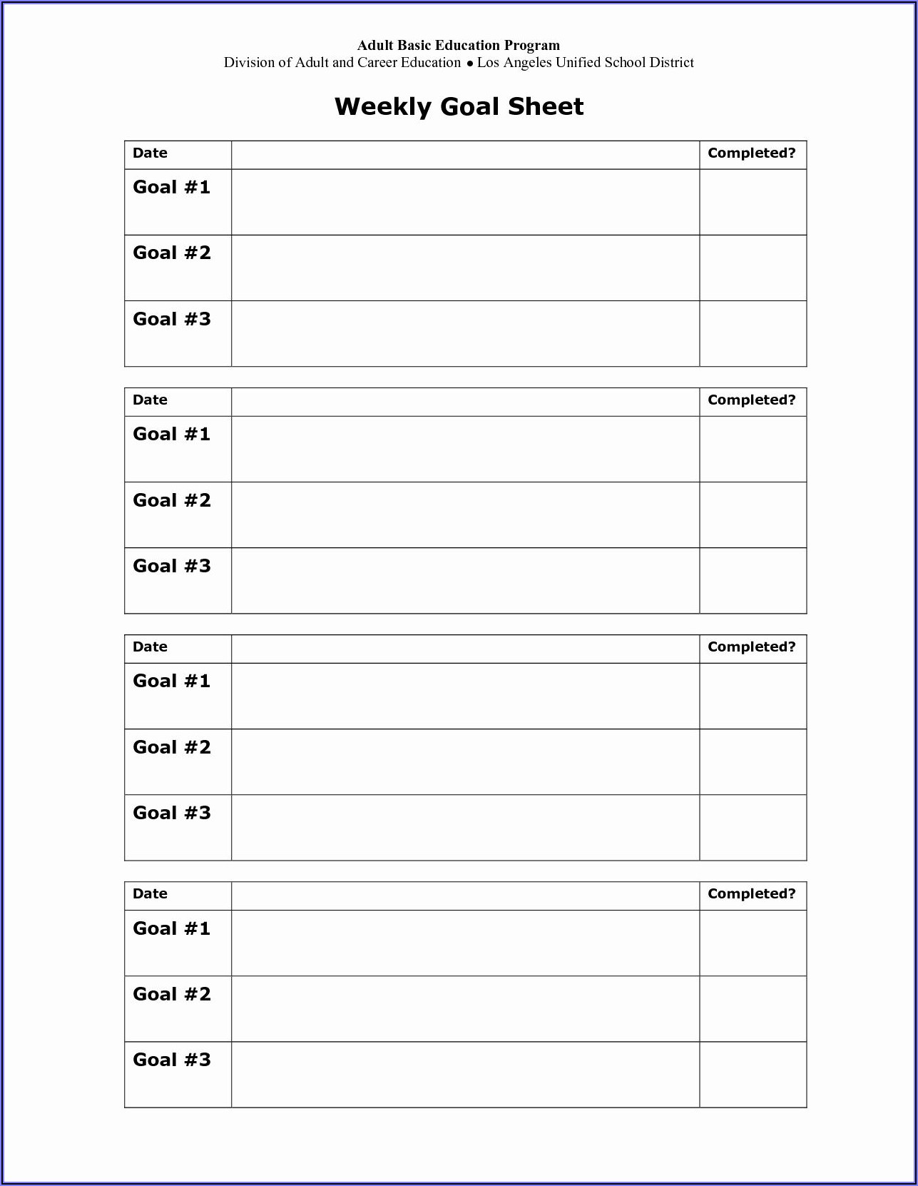 Employee Objectives Setting Template