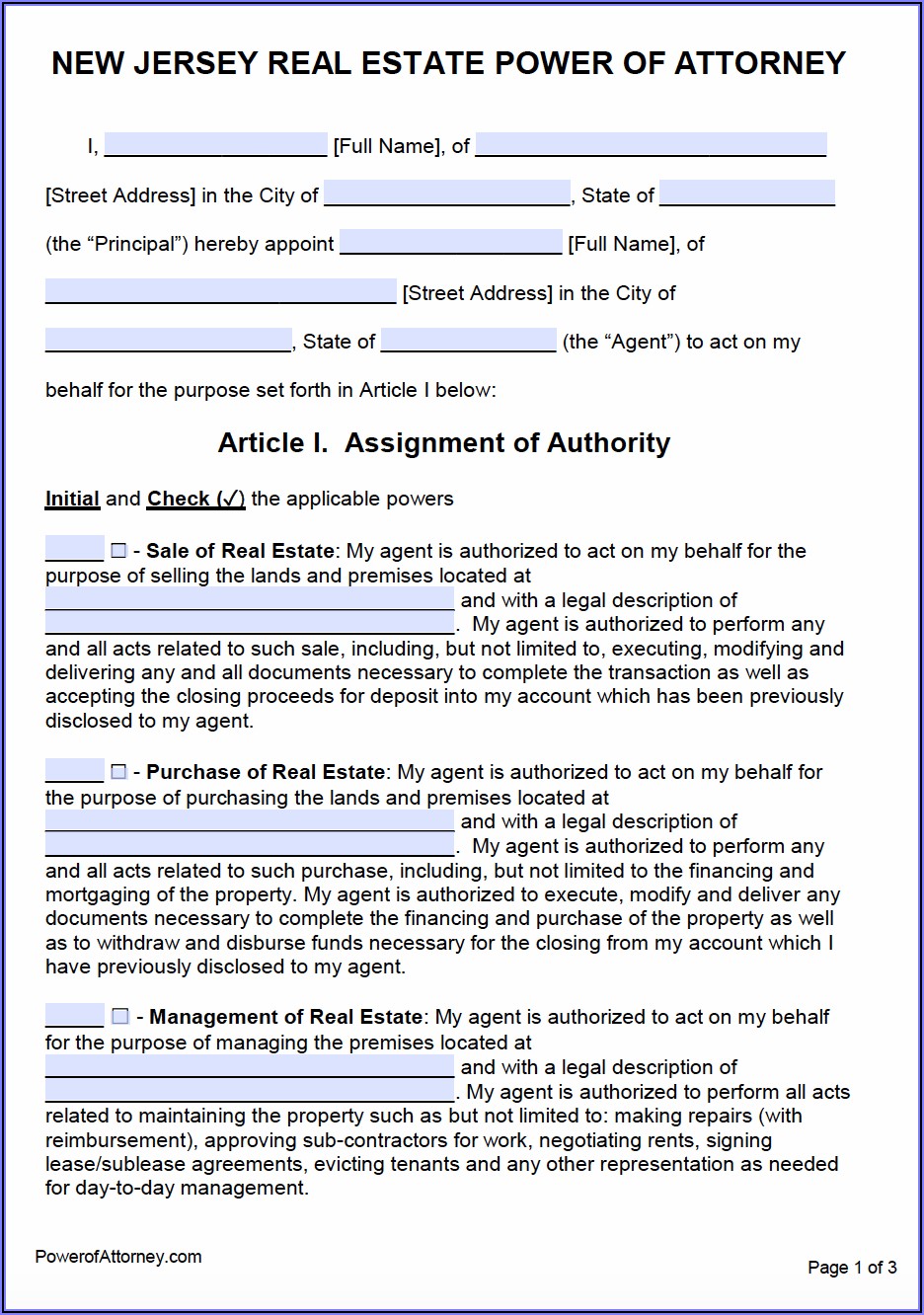 Free Editable Power Of Attorney Form