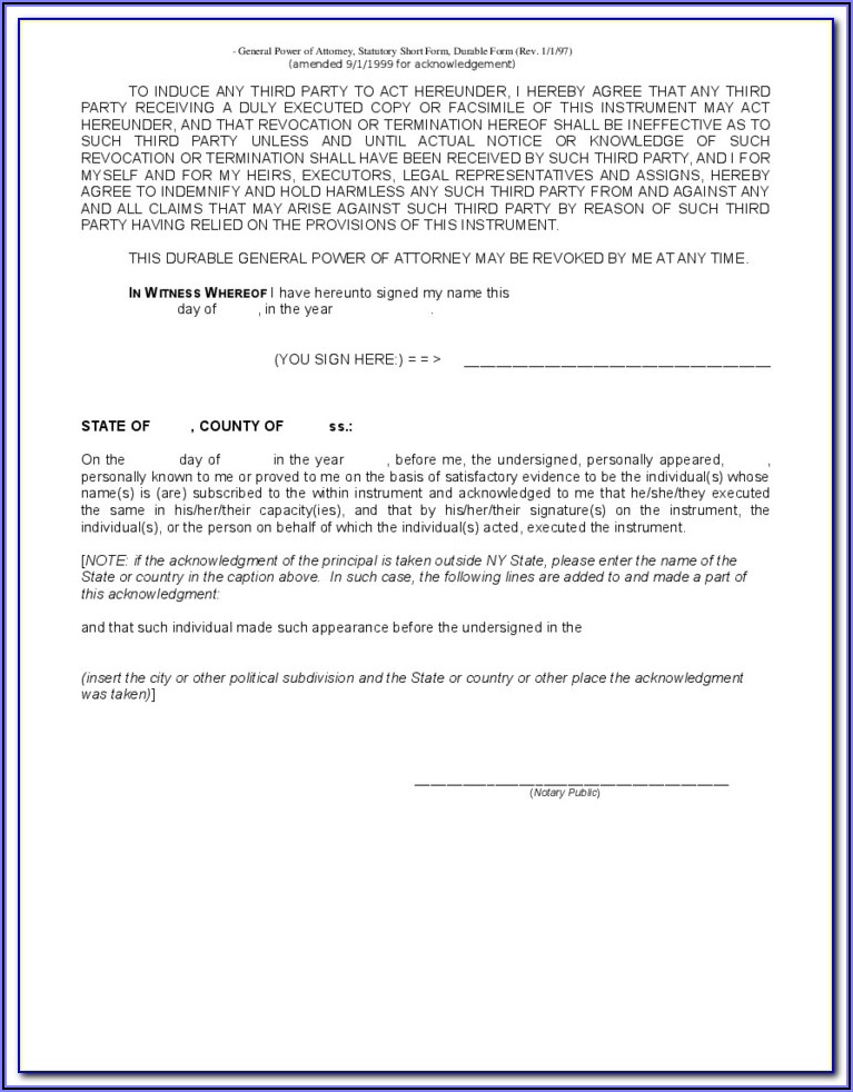 Free Nys Durable Power Of Attorney Forms To Print