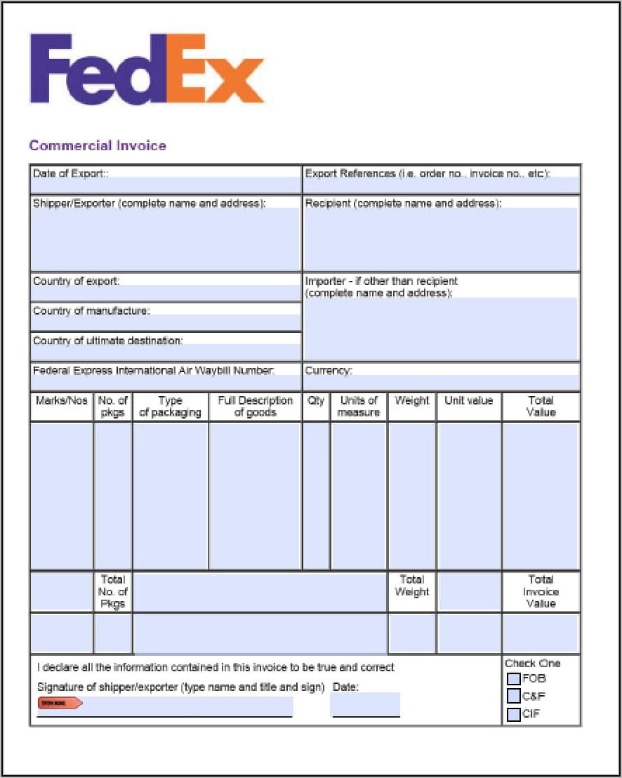 Free Sample Invoice Format For Export