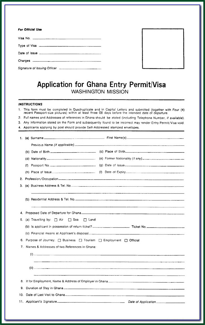 Ghana Visa Application Form Canada