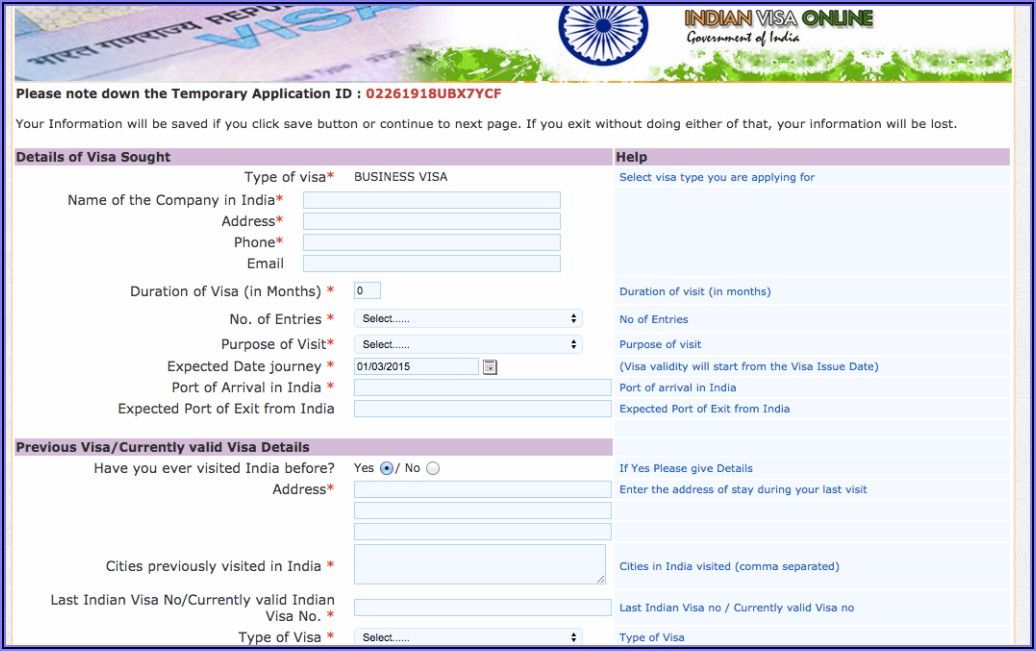 Indian Visa Application Form Online