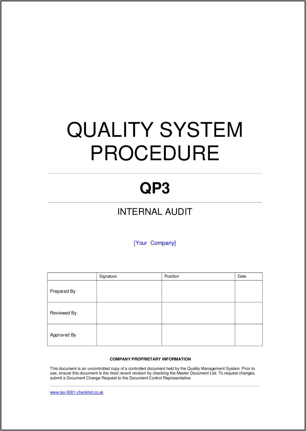 Iso Internal Audit Example