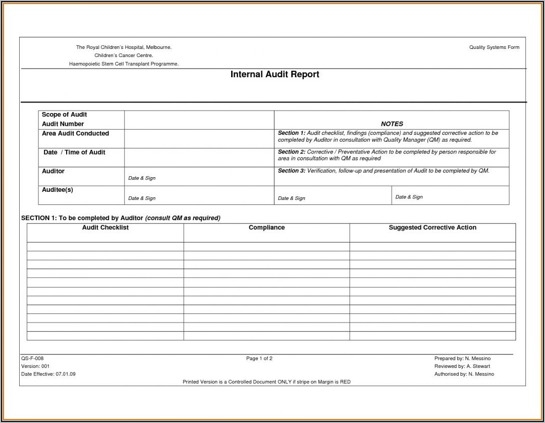 Iso Internal Audit Sample Report