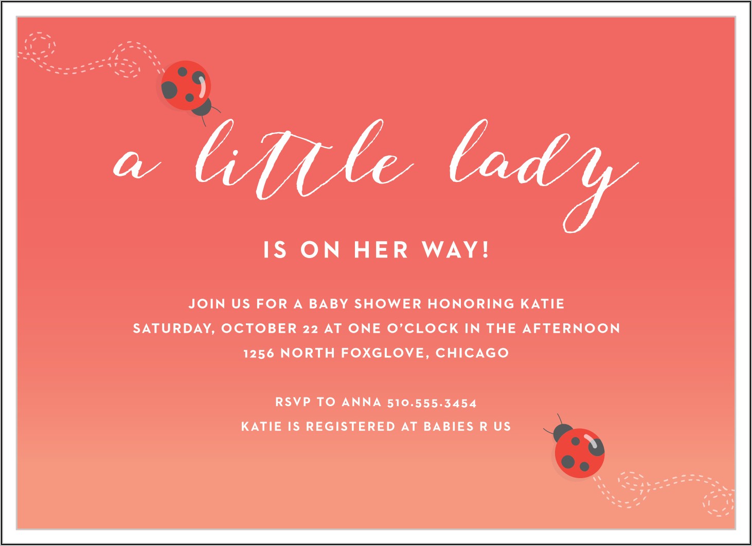 Ladybug Baby Shower Invitation Template Free