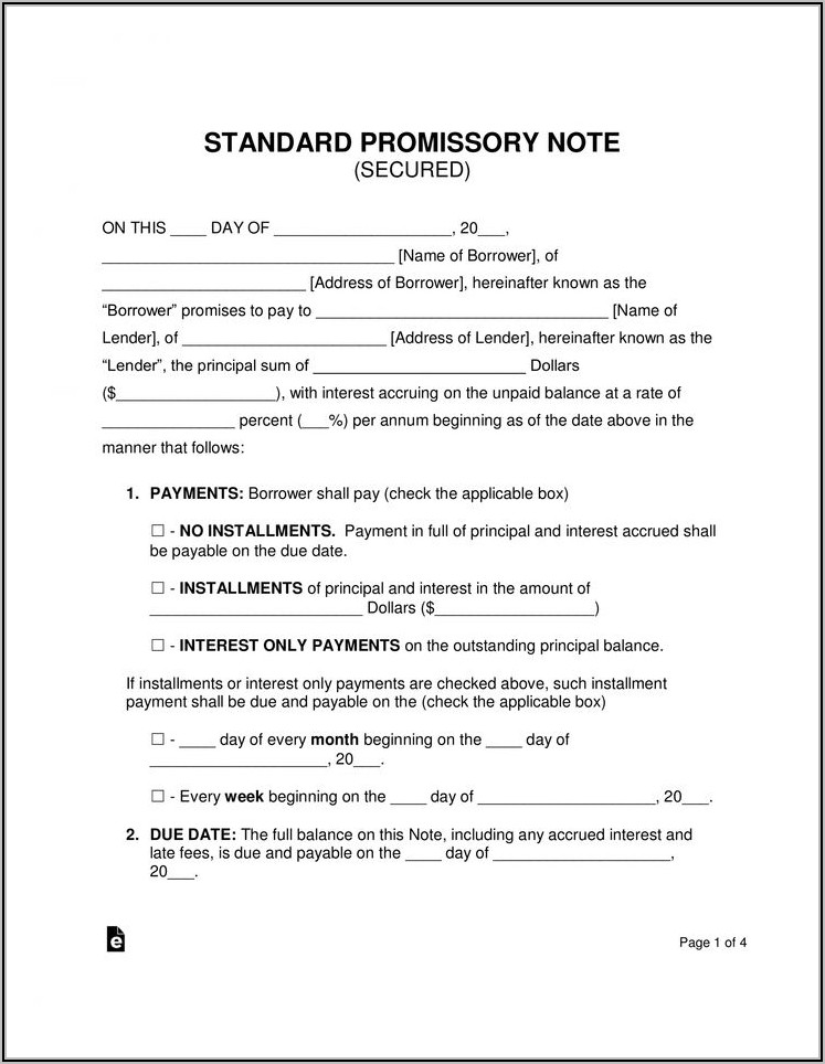 Mortgage Promissory Note Example