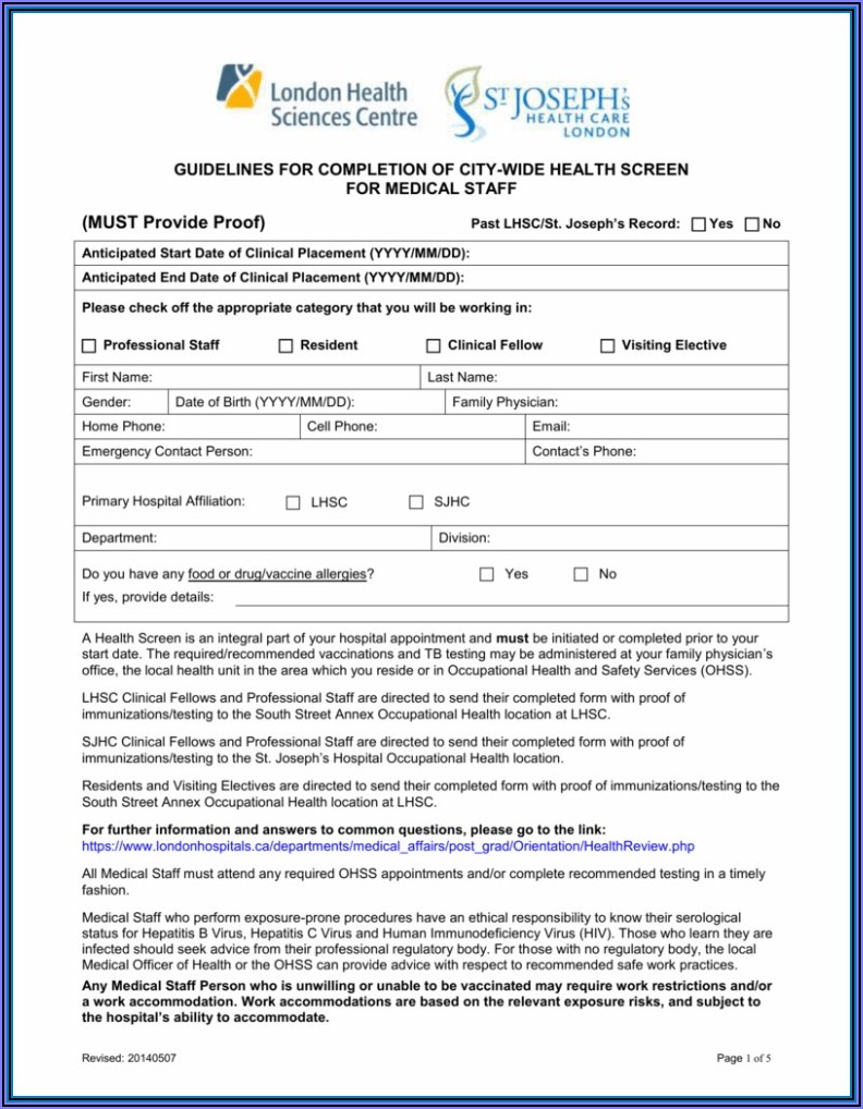 Occupational Health And Safety Appointment Forms