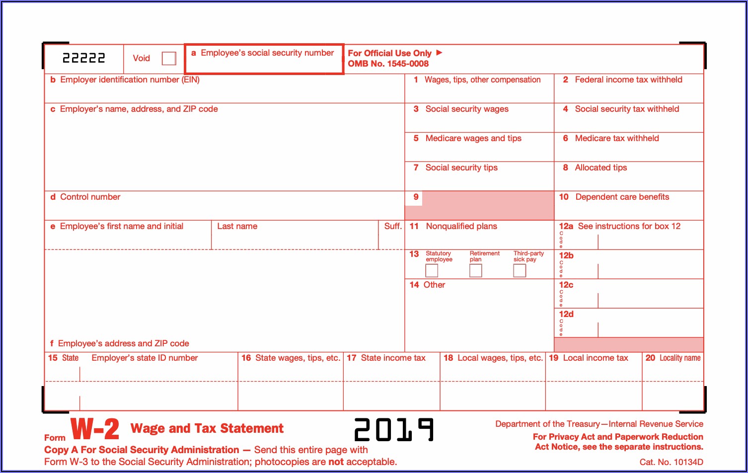 Order 2019 W2 Forms From Irs