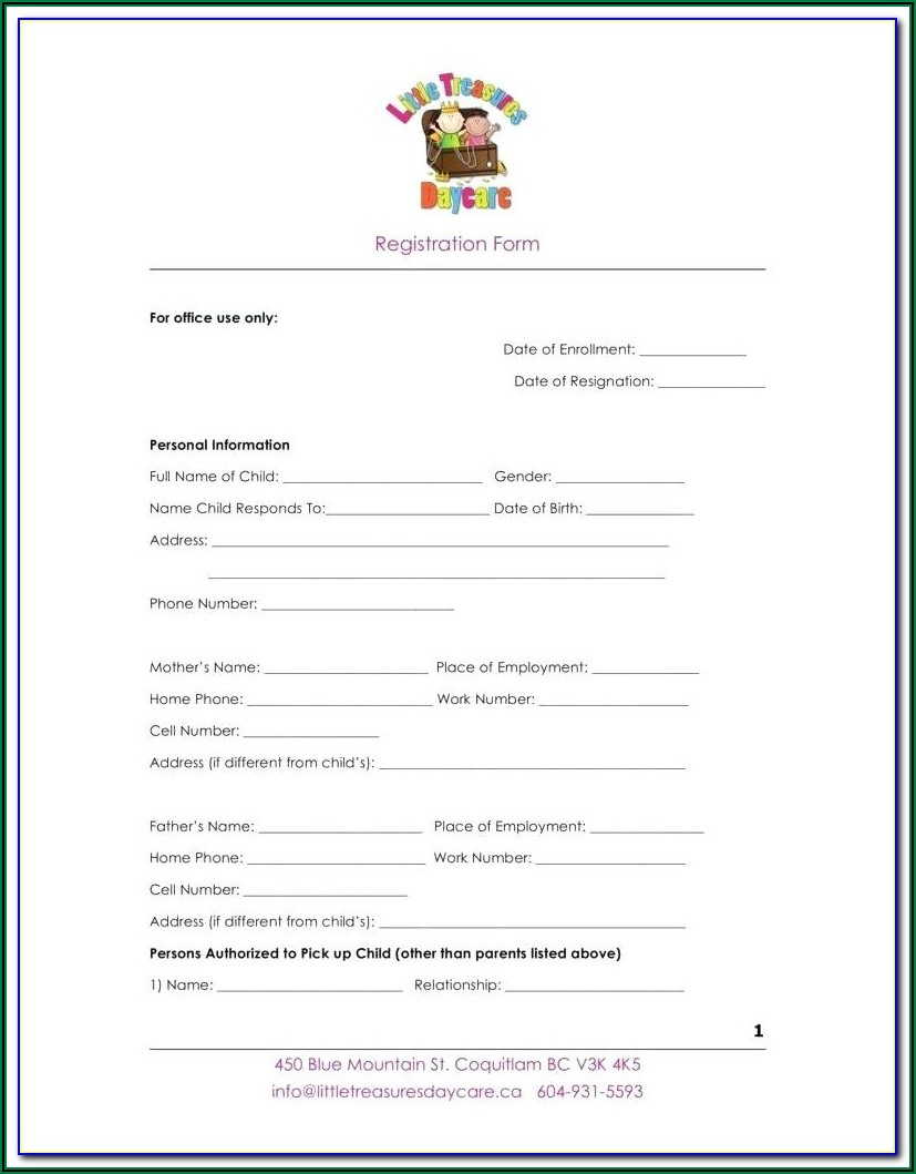 Pa Daycare Agreement Form