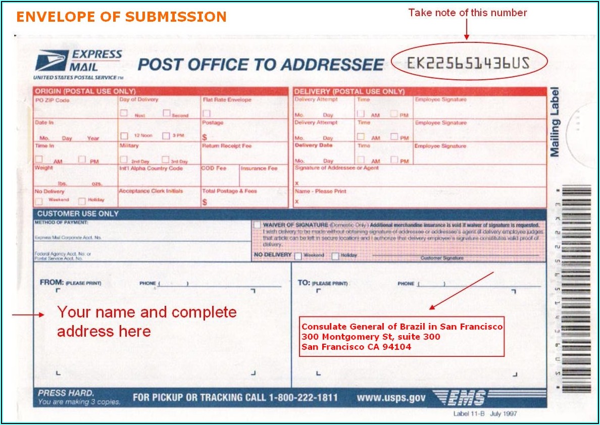 Prepaid Self Addressed Registered Express Mail Envelope