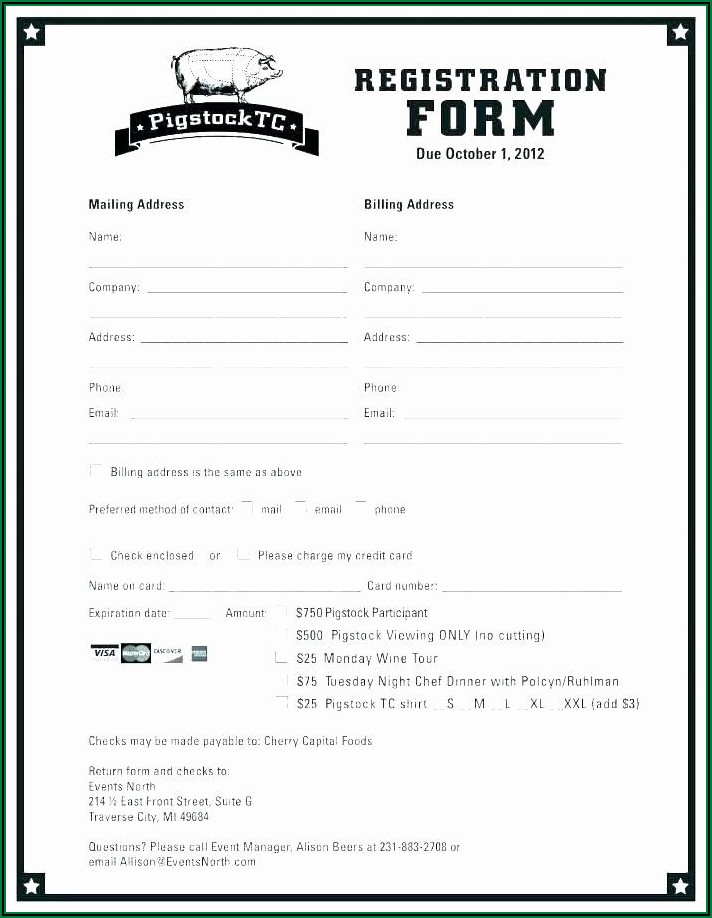 Sports Registration Form Template