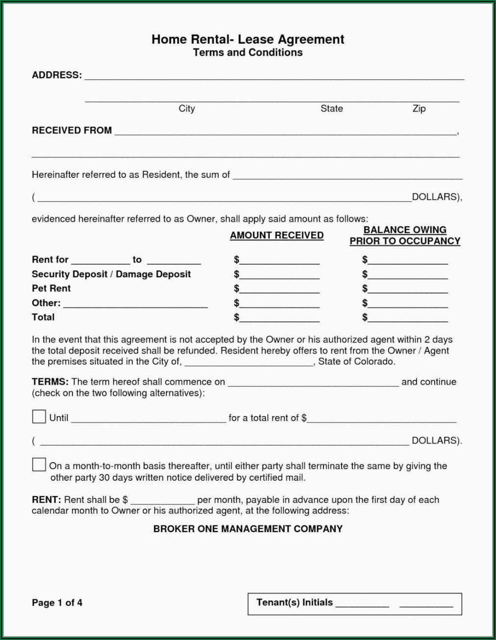 Timeshare Rental Agreement Forms Free