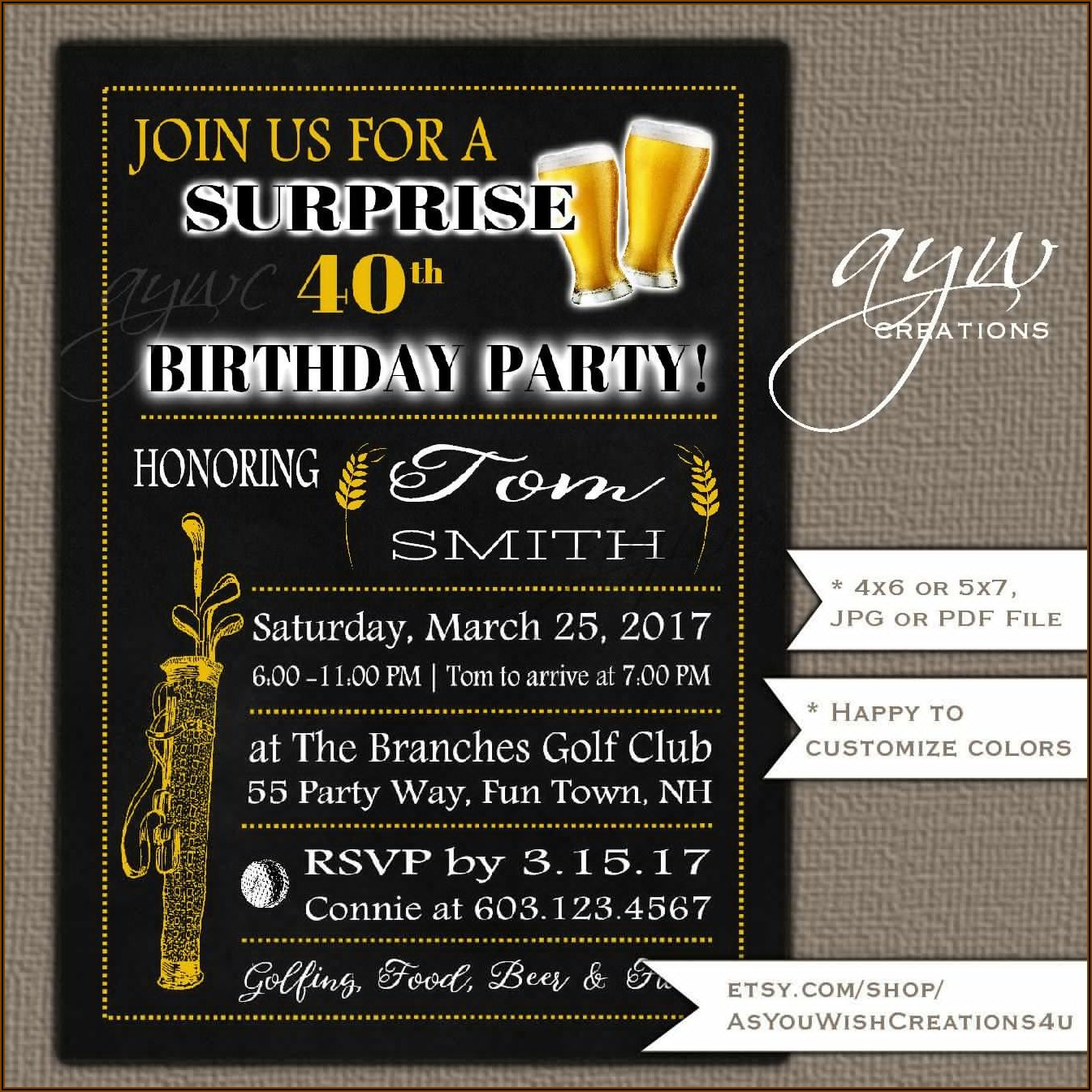 40th Birthday Party Invitation Ideas
