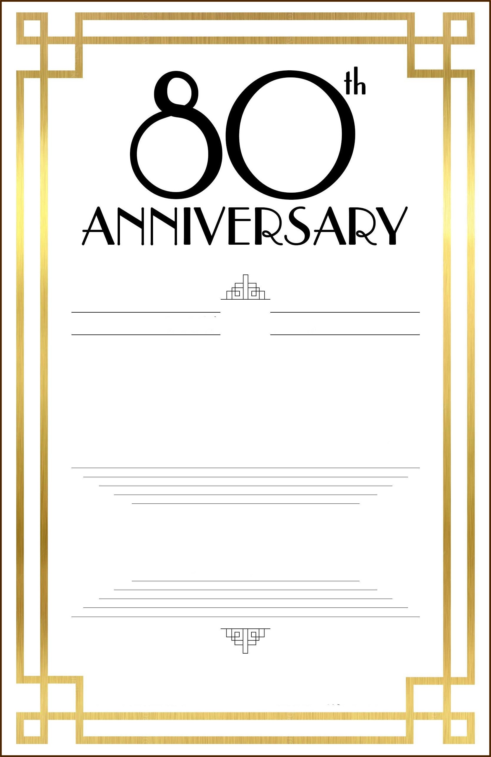 80th Birthday Invitations Templates