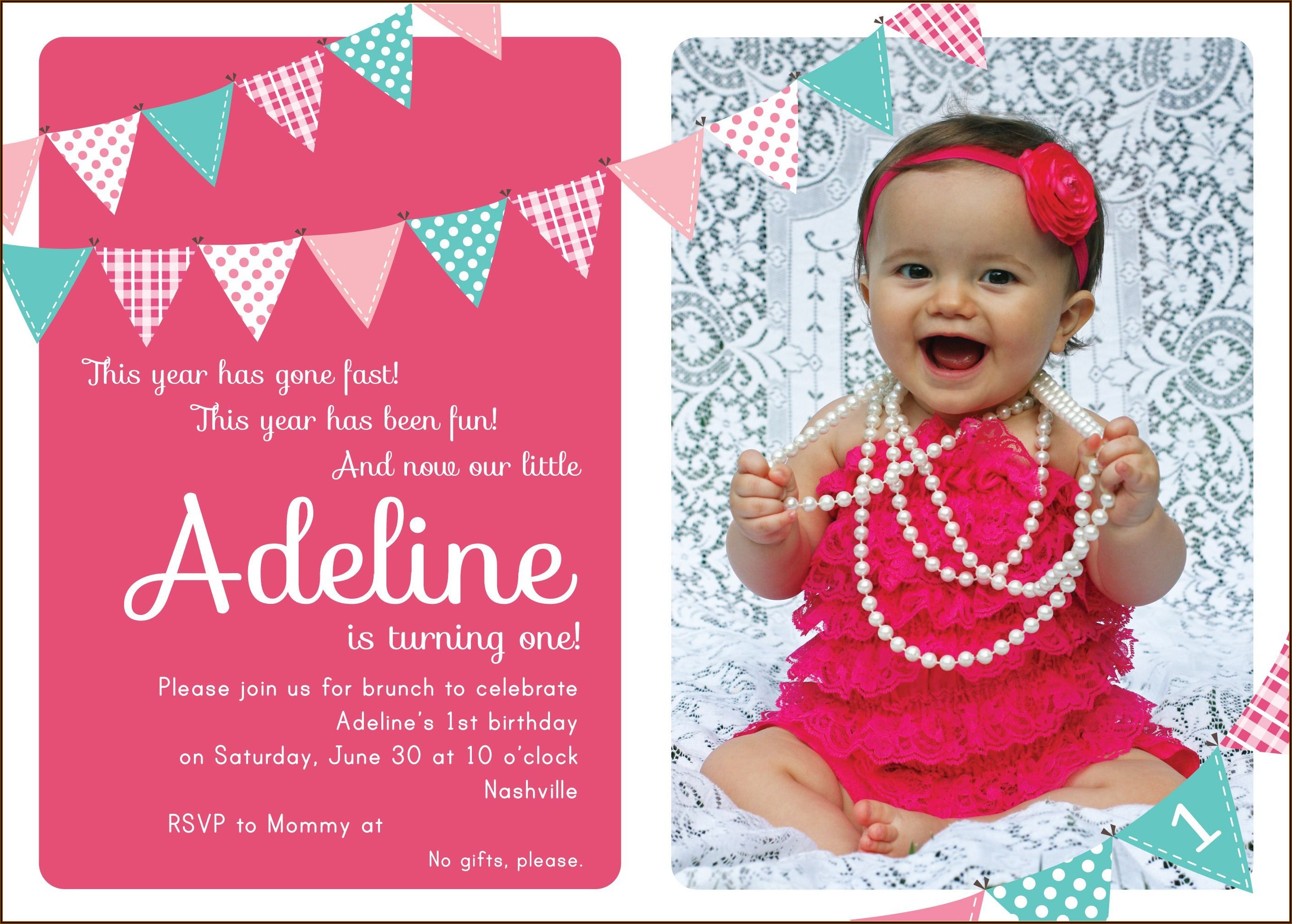 Baby Girl First Birthday Invitation Message