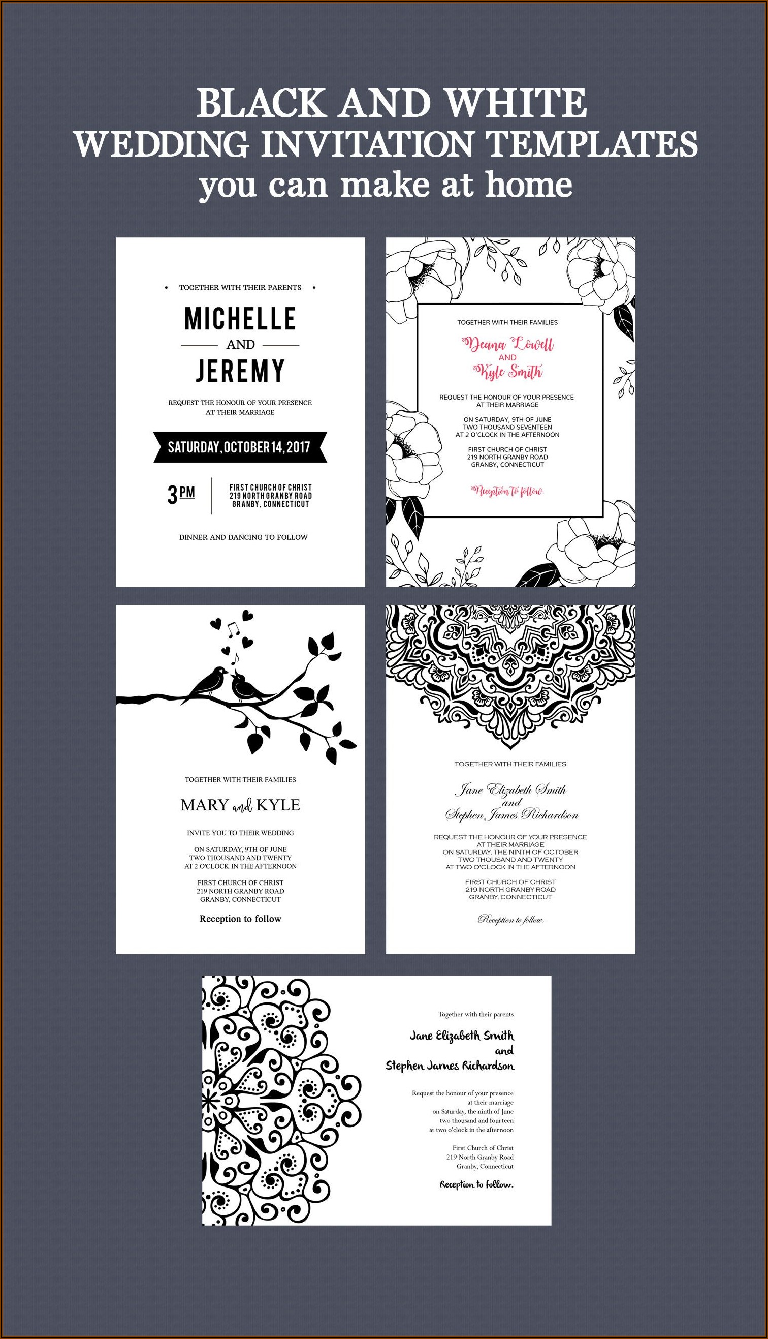Black And White Wedding Invitations Templates