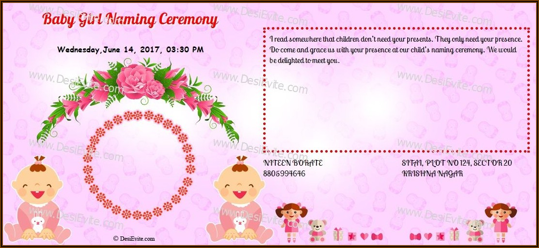Cradle Ceremony Invitation Card For Baby Girl Free Download