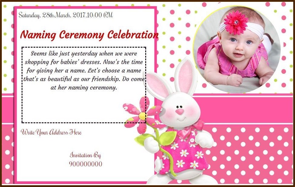 Cradle Ceremony Invitation Card For Baby Girl