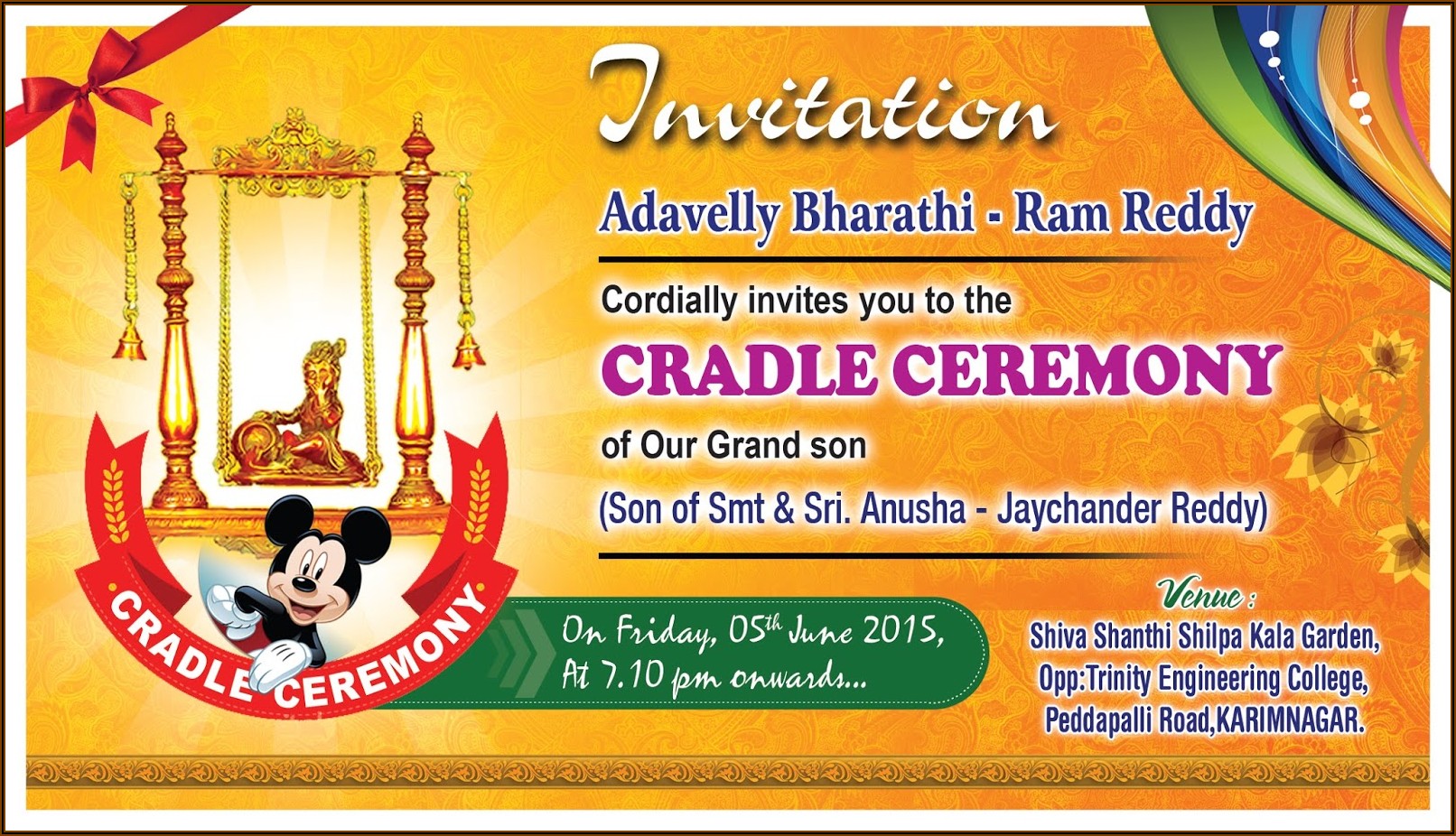 Cradle Ceremony Invitation Card Psd