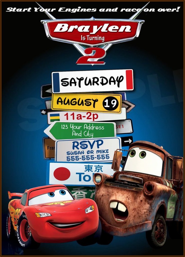 Disney Pixar Cars Invitation Template