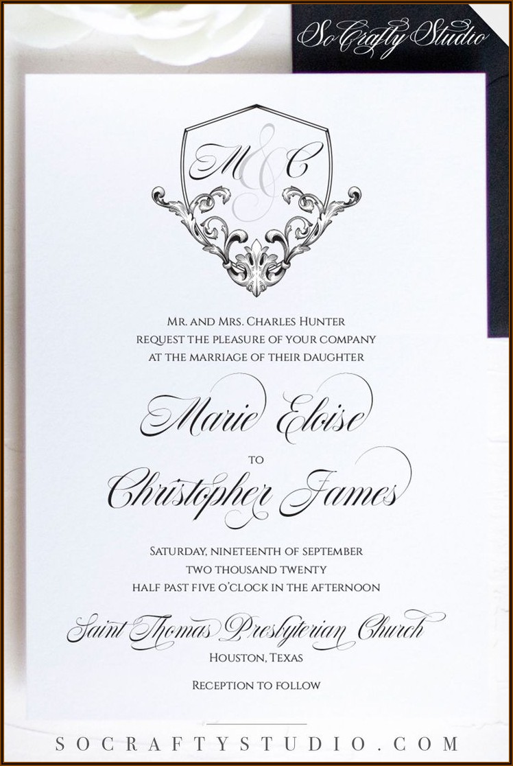 Elegant Black White Wedding Invitations