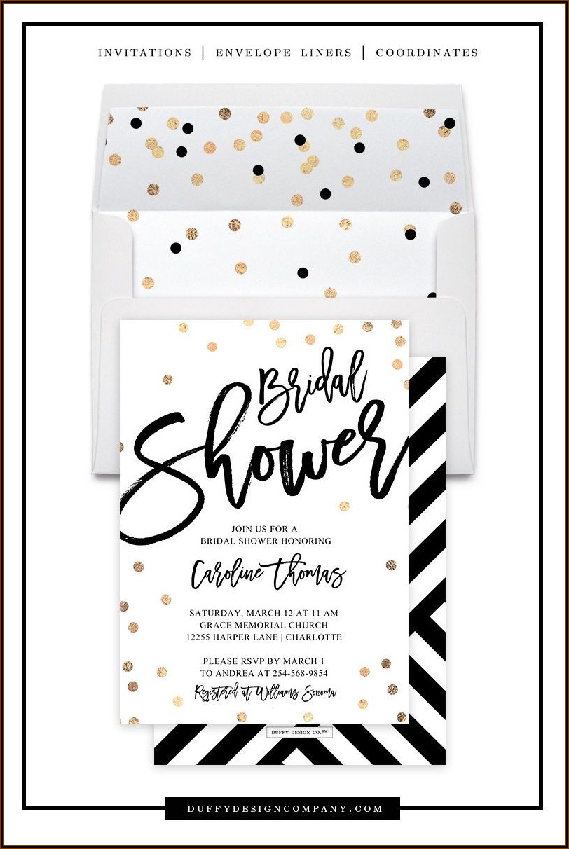 Gold And White Bridal Shower Invitations