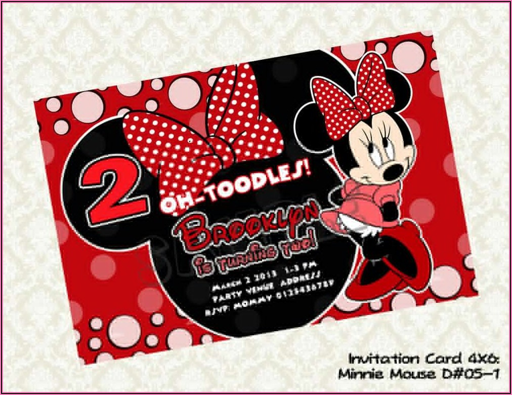 Minnie Mouse Red And Black Invitations