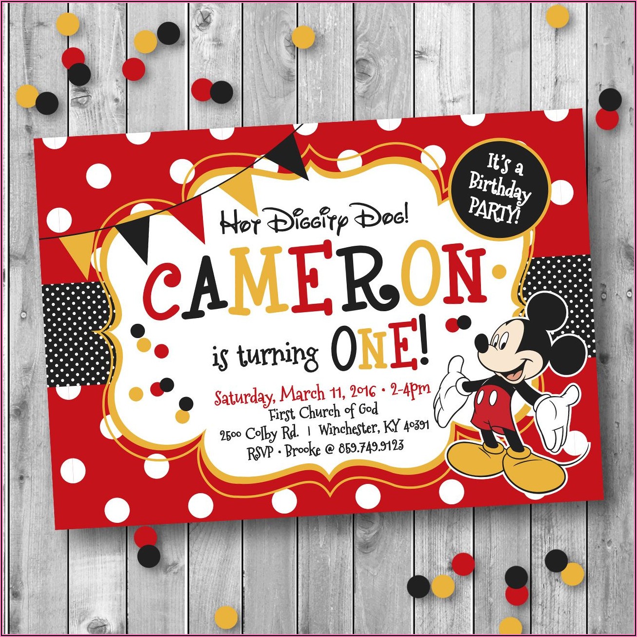 Personalized Mickey Mouse First Birthday Invitations