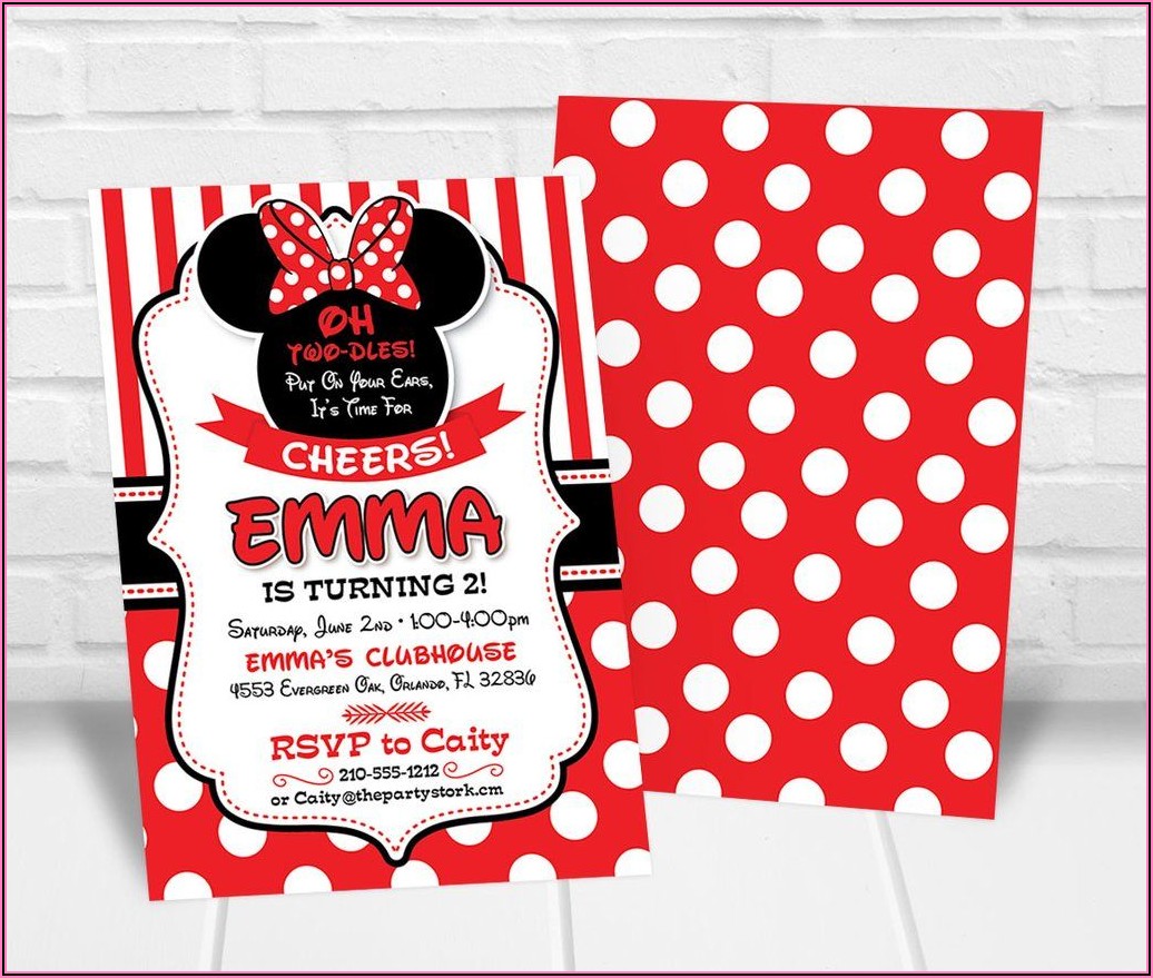 Red Minnie Mouse Party Invitations