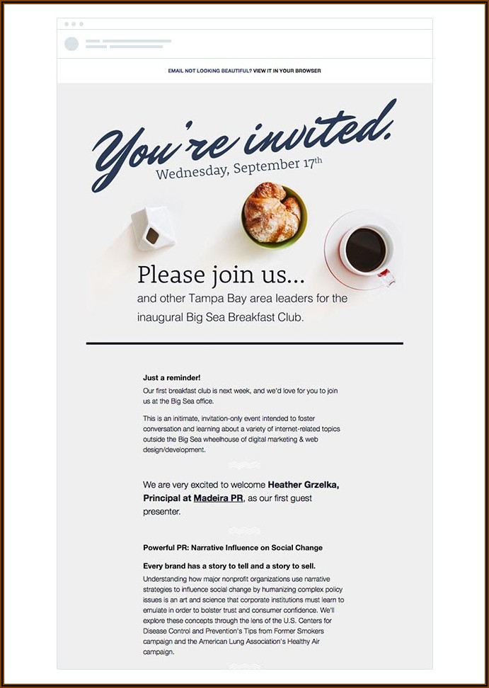 Virtual Team Lunch Invitation Email Sample