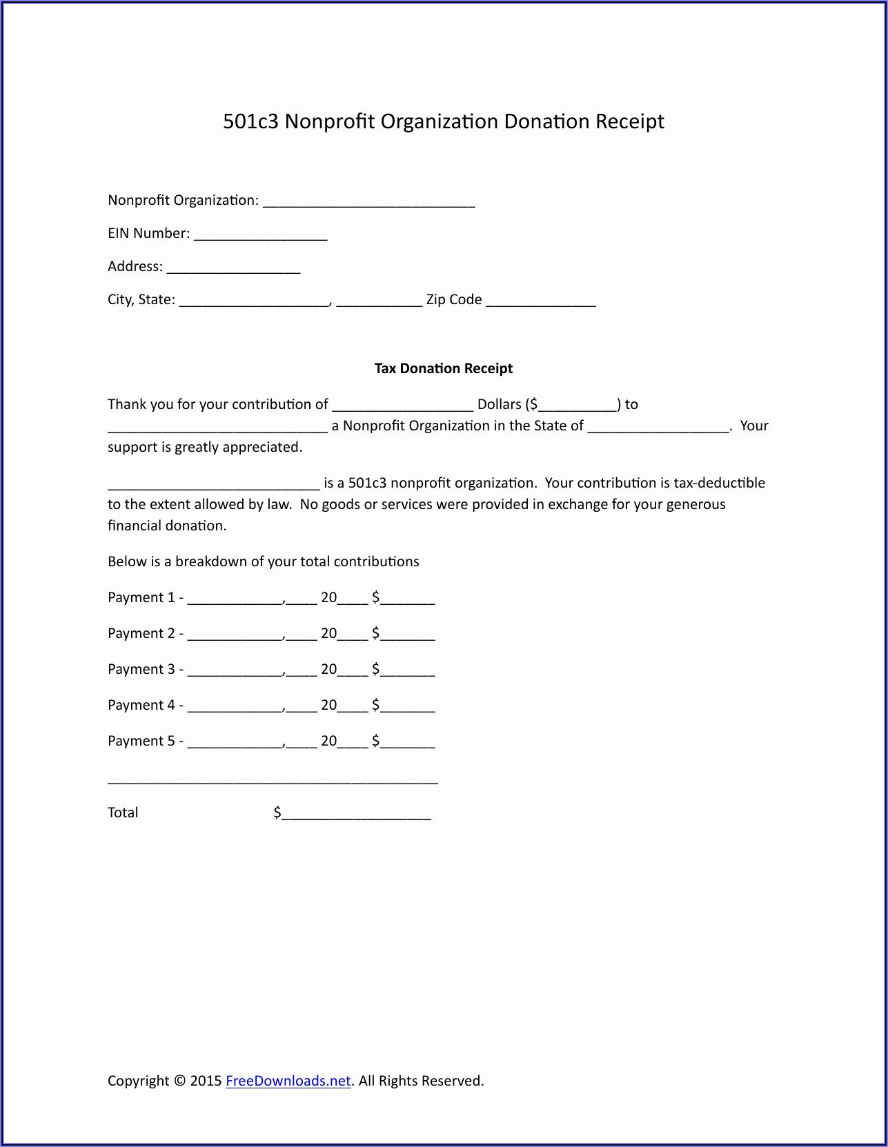 501c3 Donation Receipt Form