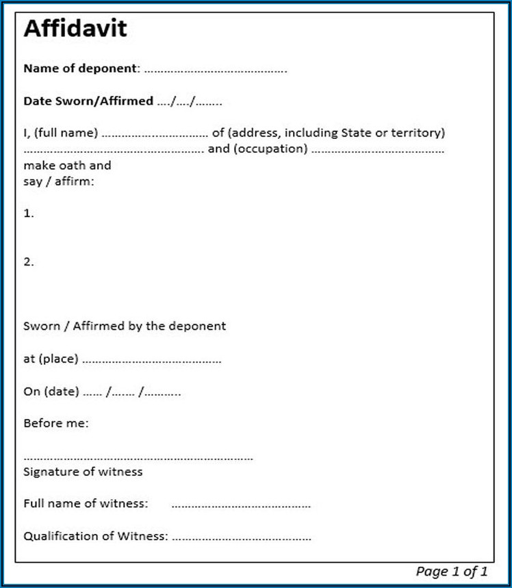 Free Affidavit Form Download Australia