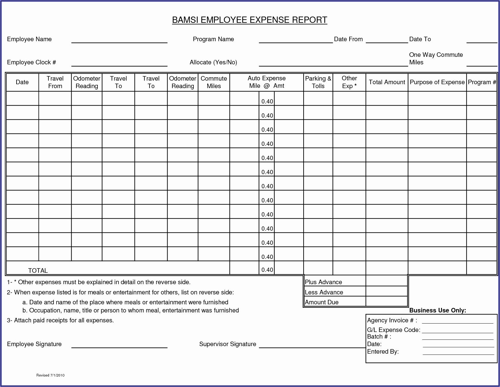 Free Blank Expense Report Template