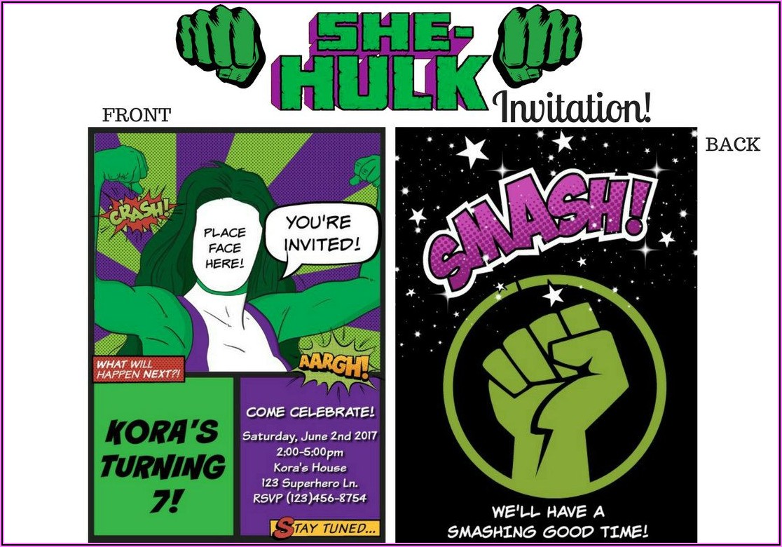 Incredible Hulk Birthday Party Invitations