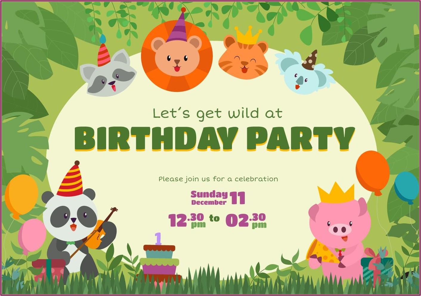 Jungle Birthday Invitation Template Free