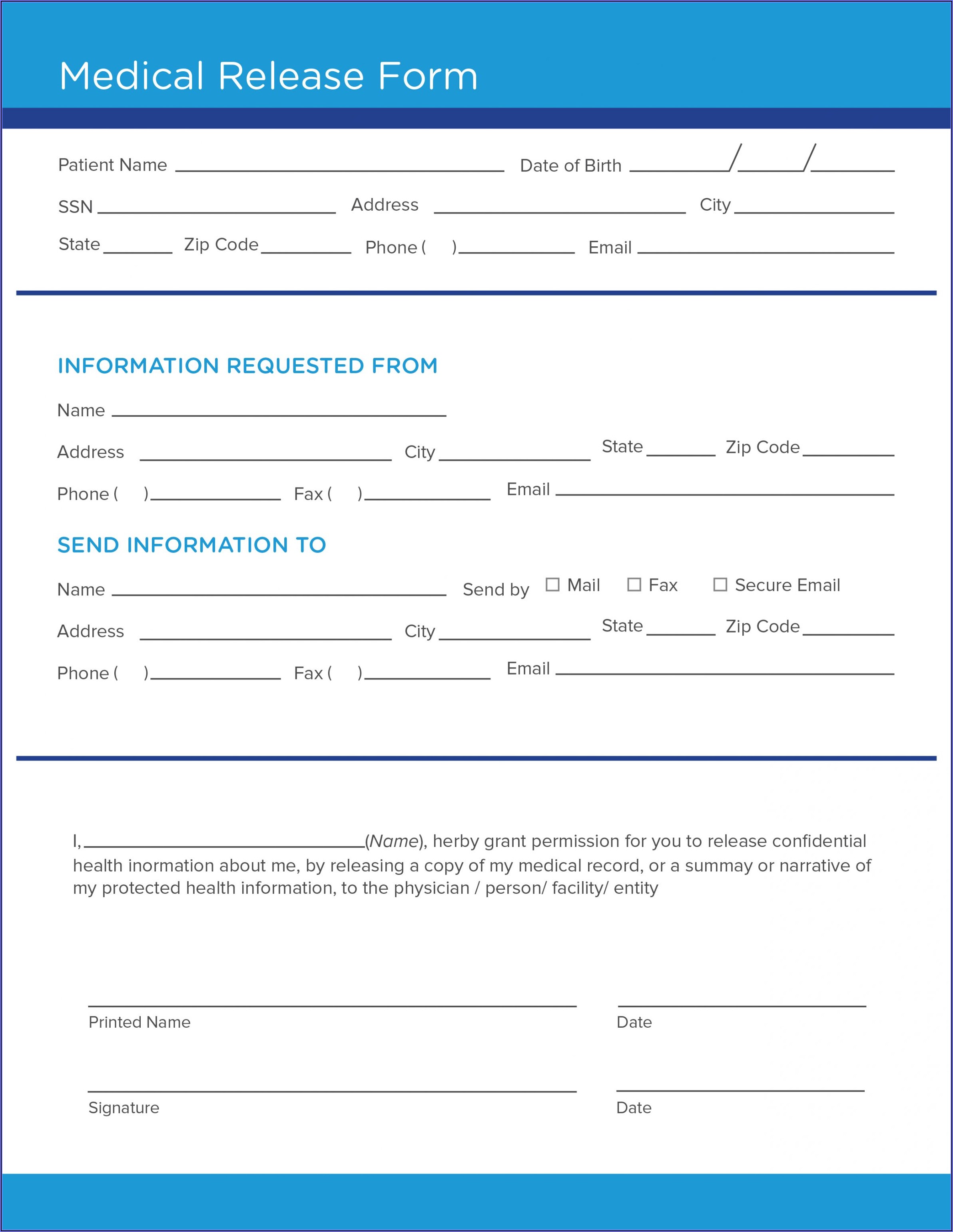 Medical Release Form Template For Grandparents