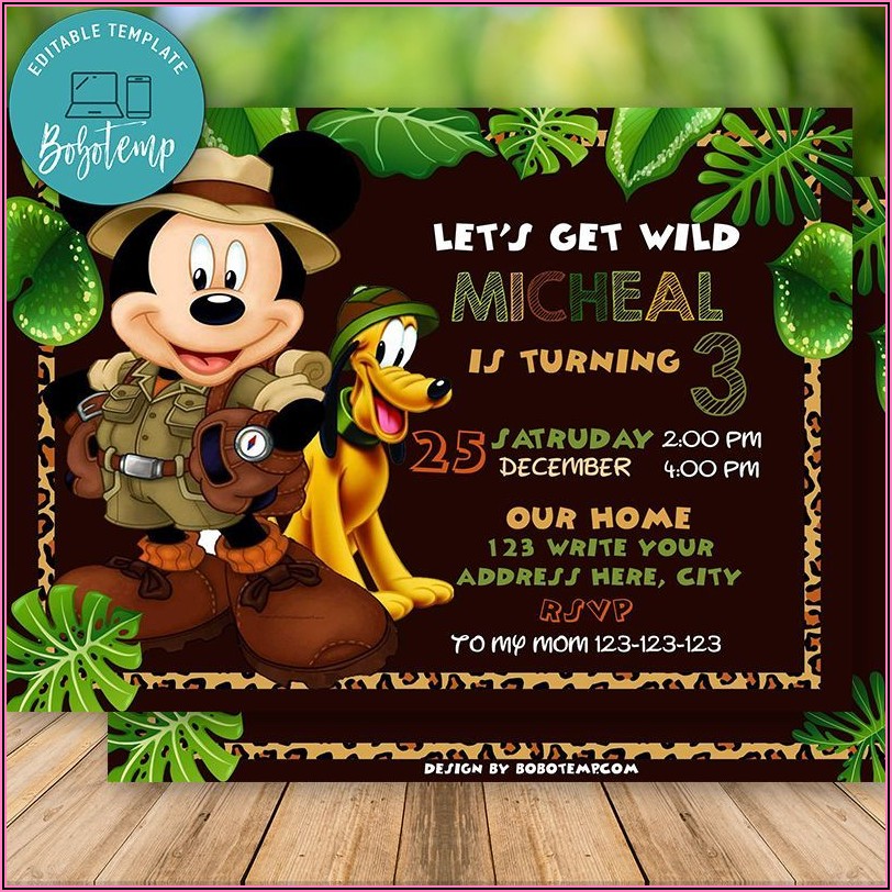 Mickey Mouse Safari Invitations Free