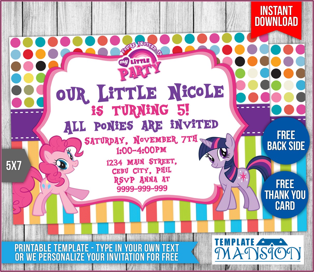 My Little Pony Birthday Invitation Template