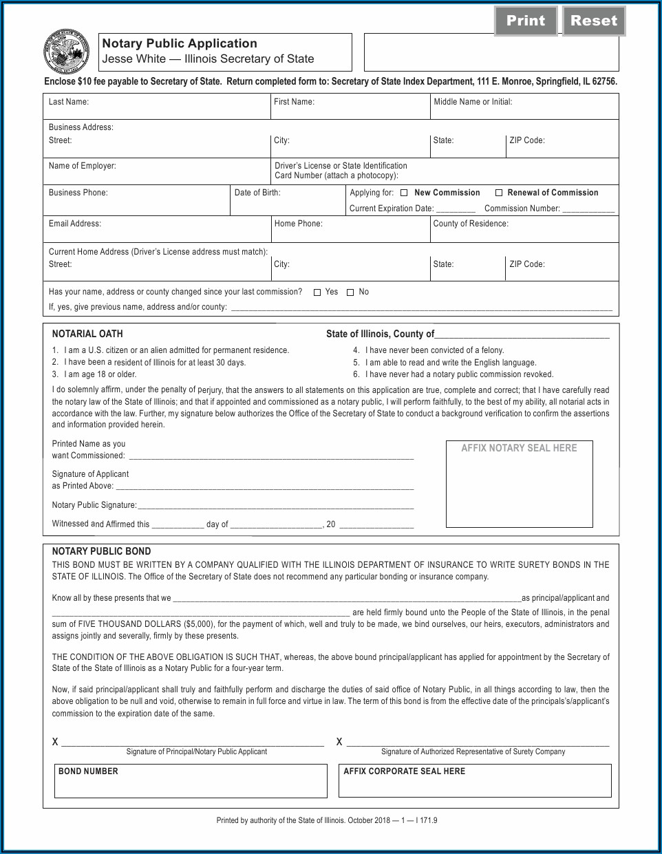 Notary Public Application Form Illinois