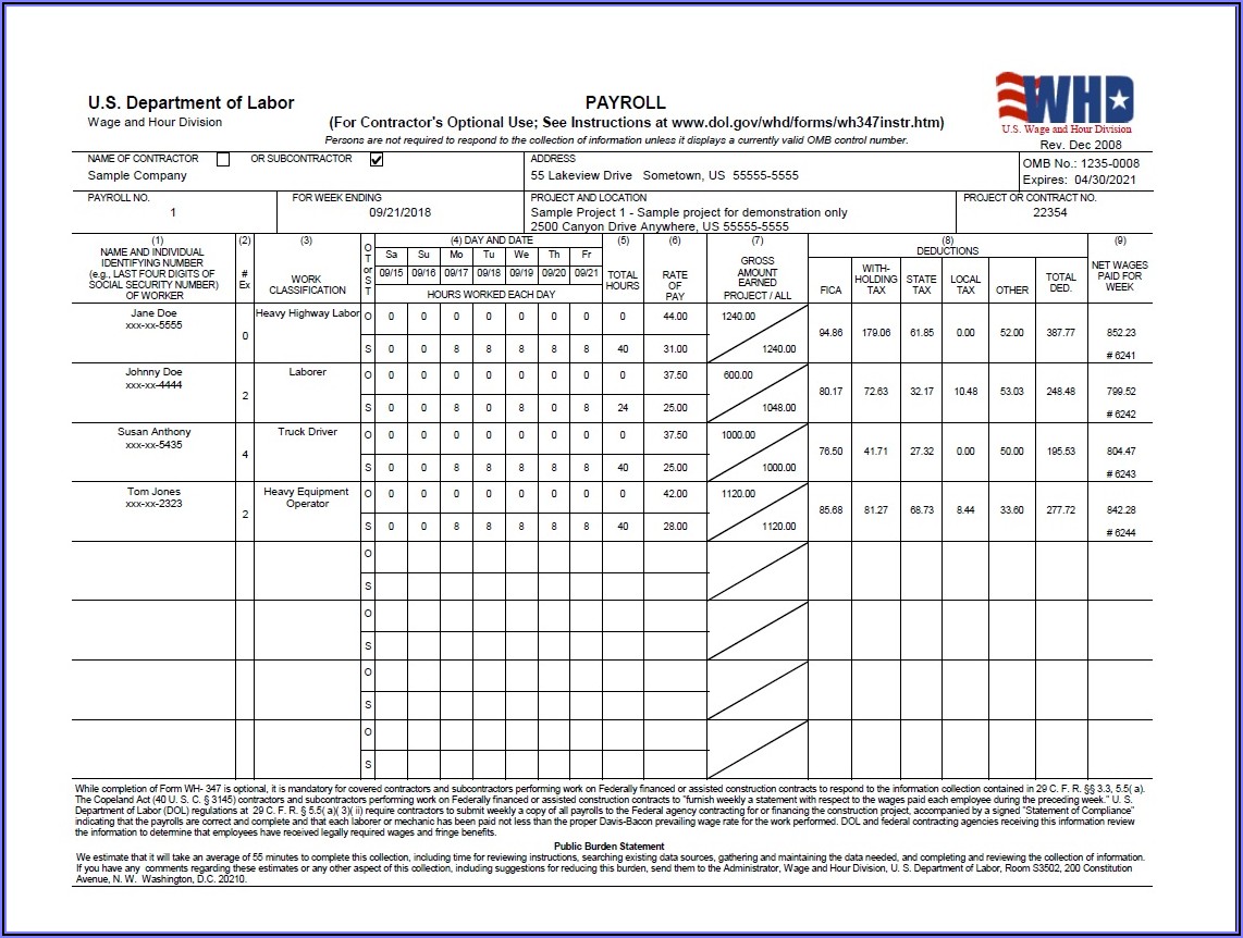 Nys Prevailing Wage Payroll Form
