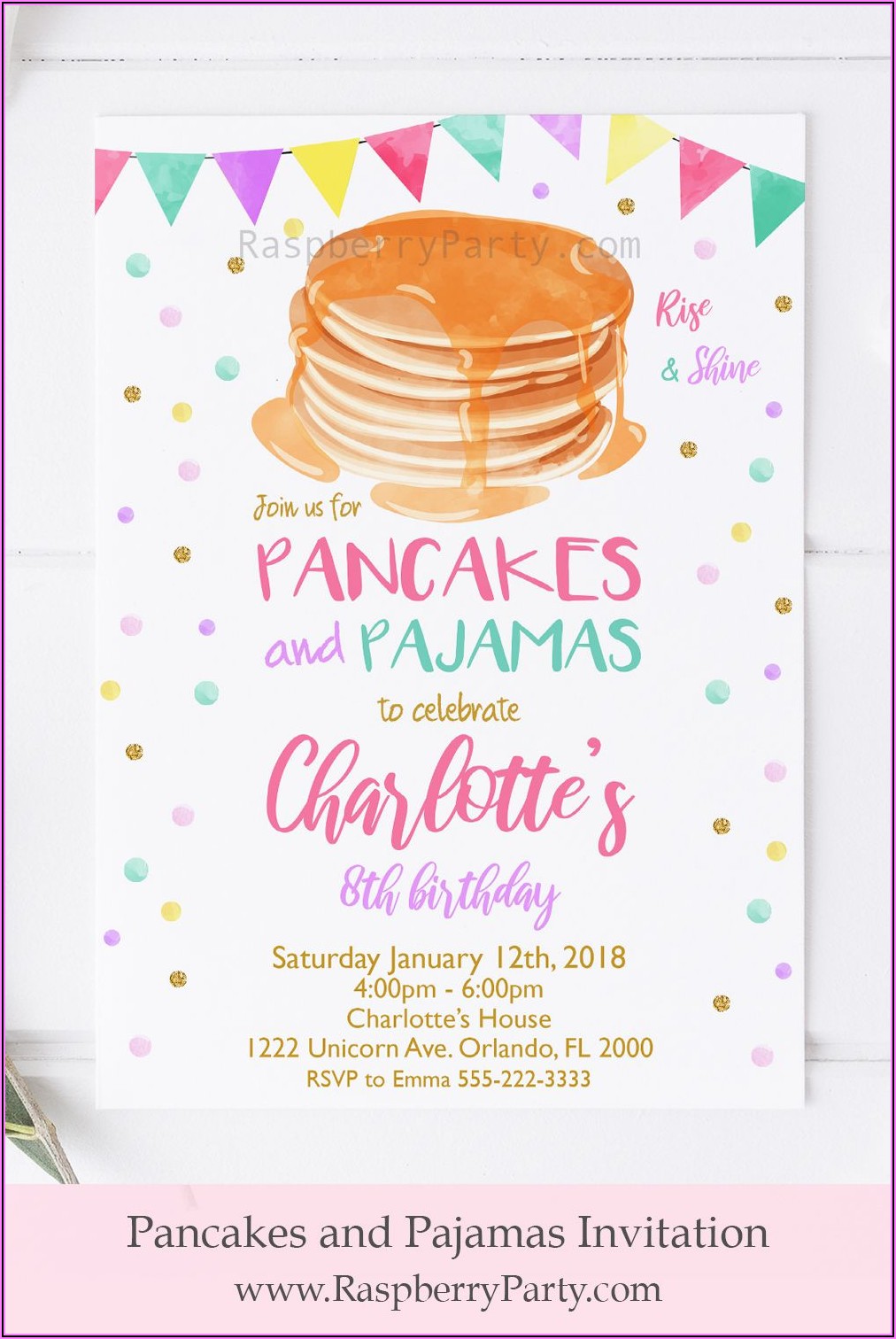 Pancakes And Pajamas Invitation