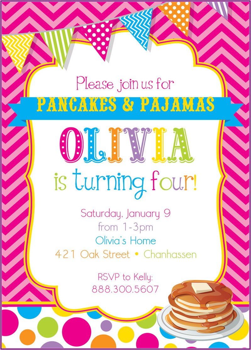 Pancakes And Pajamas Party Invitations