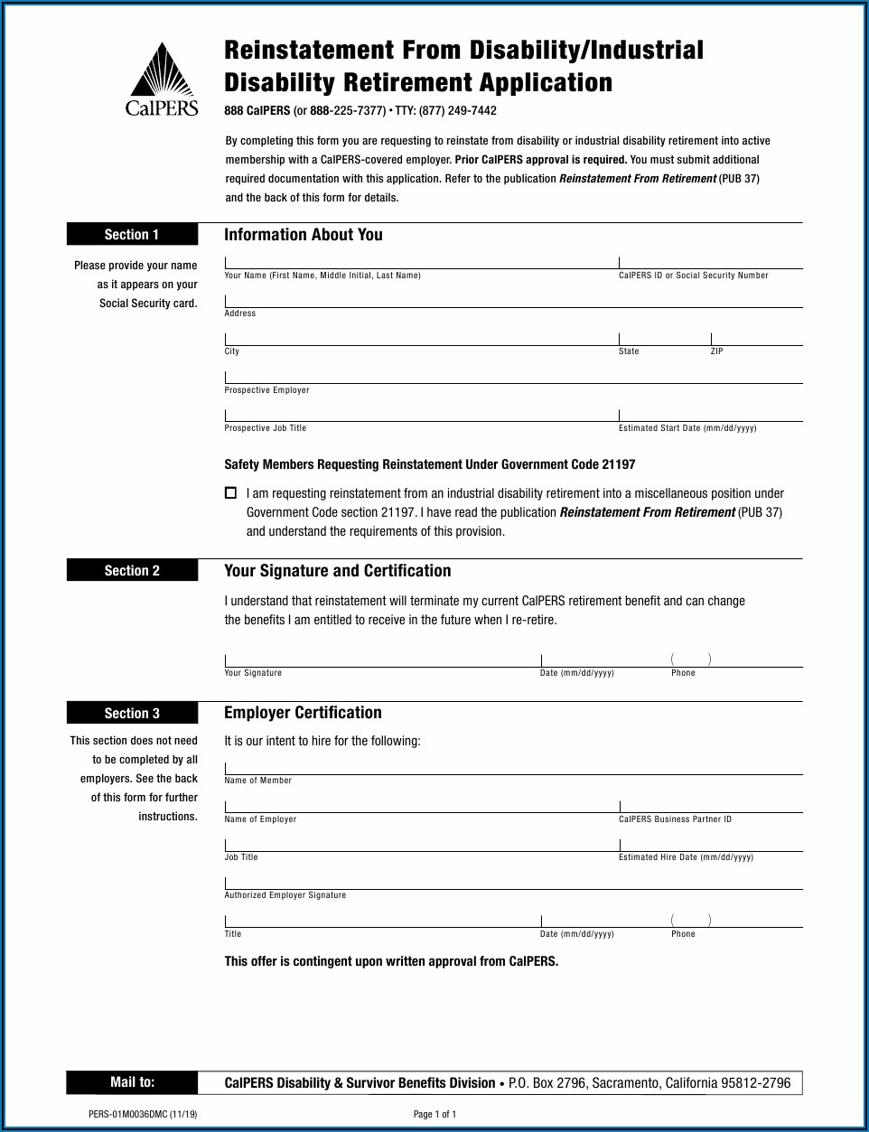 Pers Disability Retirement Application