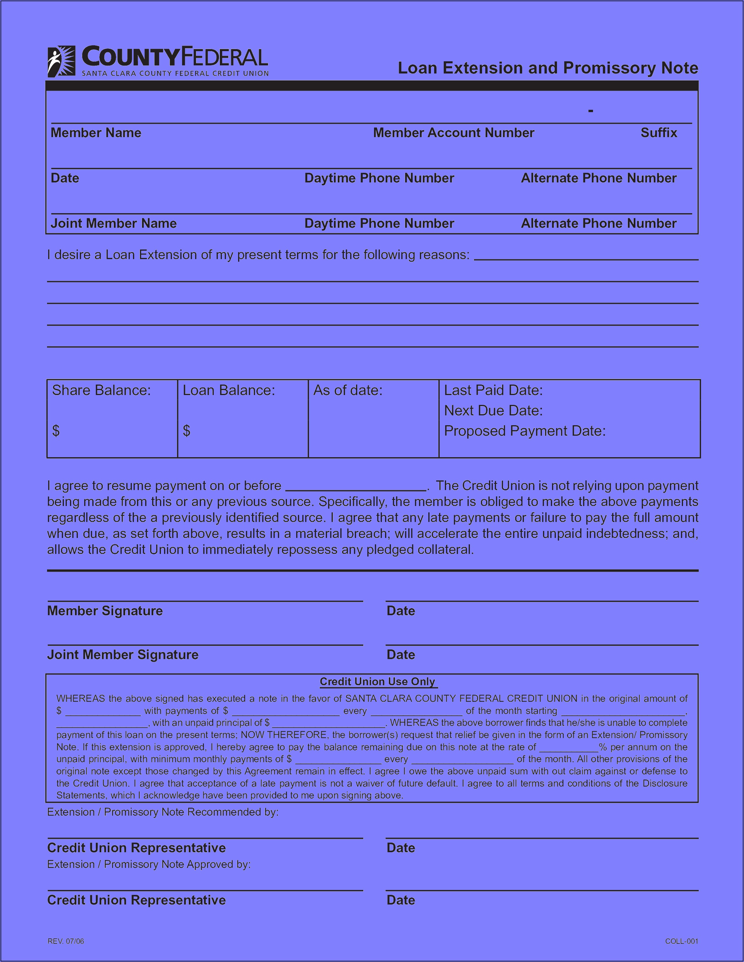 Promissory Note Extension Agreement Form